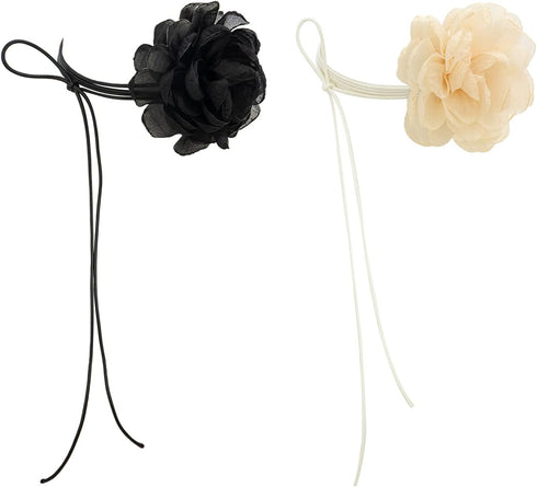Salircon Big Rose Flower Choker Necklaces for Women Y2K Yarn Floral Velvet Choker Neckband Accessories for Dress...