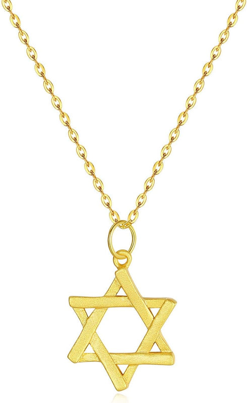 925 Sterling Silver Matte Brush Star of David Pendant Necklace 18 inch...