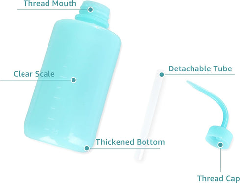 6 Pcs 250 ml/8 oz Tattoo Wash Bottle, Water Squirt Bottle Lab Squeeze Bottles, Lash Water Bottle Squeezer with Narrow Mouth Scale Labels for Medic...