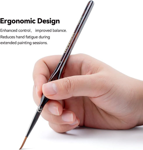 Transon Artist Detail Paint Brushes with Case 15pces for Model Miniature Painting, Nylon, Dark Brown...