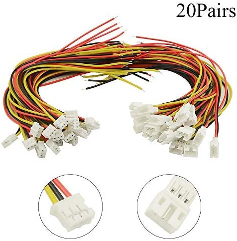 XINGYHENG 40Pcs(20Pairs) 2.0mm 3PIN Female Male Connecting Plug With 10cm Terminal Connector Wire Cable for Light Strip 3.9’’ Compatible with JST ...