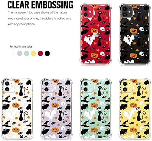Halloween Clear Phone Case for iPhone 11, Ghost Pumpkin Pattern Case Cover Soft TPU Protective Slim Shockproof Cover Boys Girls Phone Case for iPh...