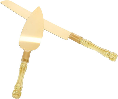 TANG SONG Simple Design Wedding Cake Knife and Serving Set for Parties Weddings Birthdays Anniversaries (Golden)...