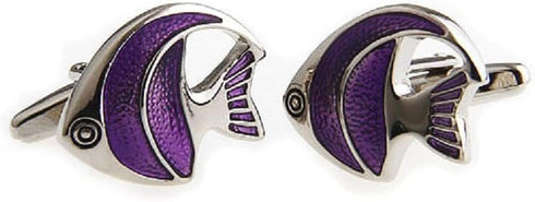 Angel Fish Angelfish Purple Fishing Pair Cufflinks in a Presentation Gift Box & Polishing Cloth...
