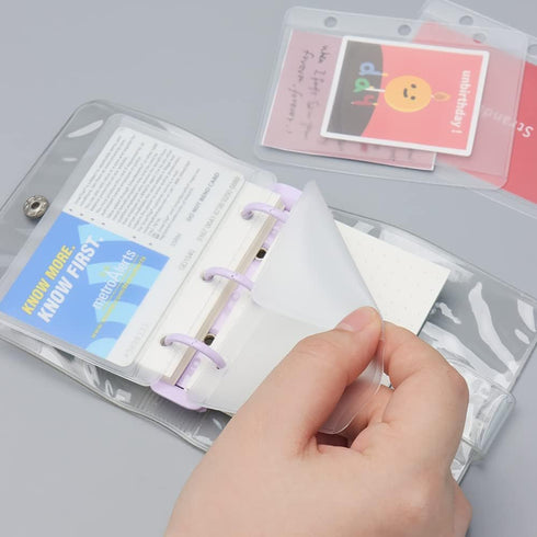 12pcs Mini Binder Pockets Frosted 3 Holes Budget Cash Envelopes for Budgeting, Binder Pouch Loose Leaf Sheet Protectors PVC Zipless Budget Envelop...