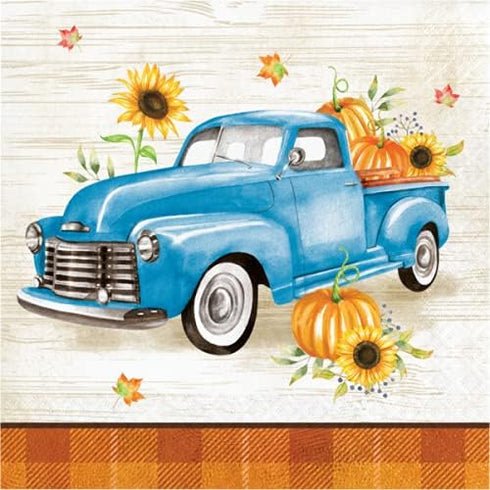 Party Creations Fall Pumpkin Harvest Party Supplies | Autumn Theme Bundle Includes Paper Plates & Napkins for 8 People | Farm Themed Harvest Truck...