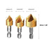 Countersink Drill Bit Set 3 Pcs 1/4'' Hex Shank High Carbon Steel 5 Flute Countersink 90 Degree Center Punch Tool Sets for Wood Quick Change Bits ...