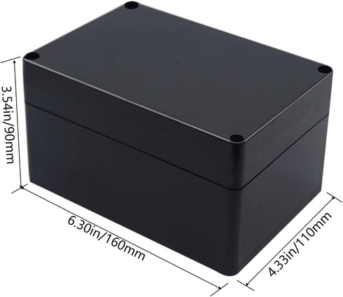 Project Box IP65 Waterproof Junction Box ABS Plastic Black Electrical Boxes DIY Electronic Project Case Power Enclosure 6.3x4.33x3.54 inch (160x11...