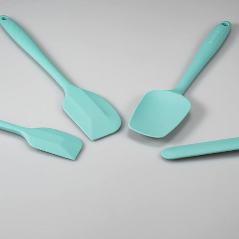 4 Piece Silicone Spatula Set, Flexible Heat Resistant Non-scratch Baking Cooking Rubber Spatulas with Stainless Steel Core, Aqua Sky...
