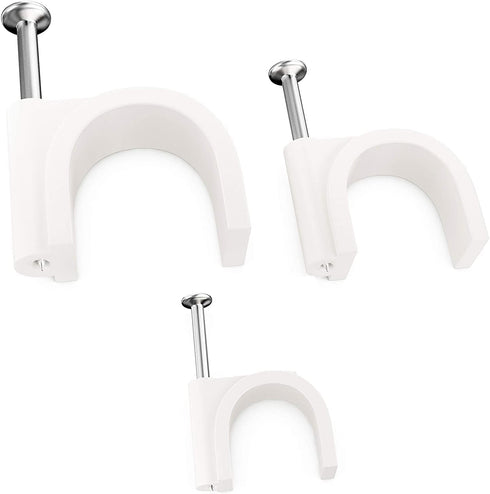 Pro-Grade, Cable Clips with Steel Nails 5mm, 7mm, 9mm Wire Holders and Tacks 100 Per Size. Durable, Easy Install, UV Resistant Plastic Clips to Or...