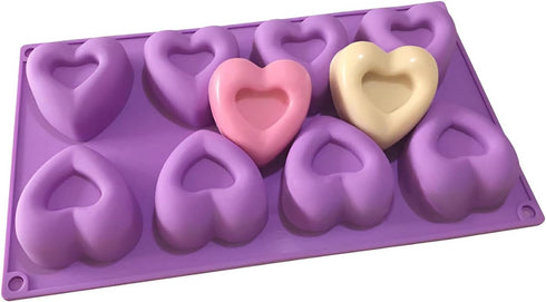 Hearts silicone mold for baking cupcake, brownie heart molds, heart shape silicone mold for baking, heart shaped muffin baking pans, 12, Purple...