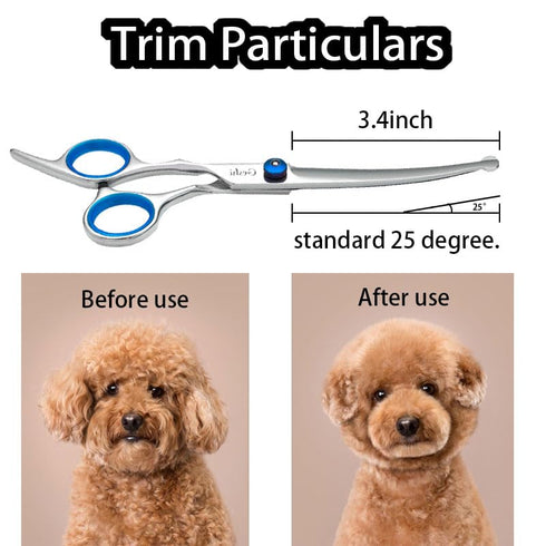 Geshi Dog Grooming Scissors Set Grooming Thinning Cut Curved Scissors Kit Sharp and Durable Titanium Coated Professional Kit Pet Scissors for Cats...