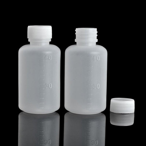 50Pcs 60ml 2oz PE Plastic Empty Small Mouth Graduated Lab Chemical Container Reagent Bottle Sample Sealing Liquid Medicine Bottles...