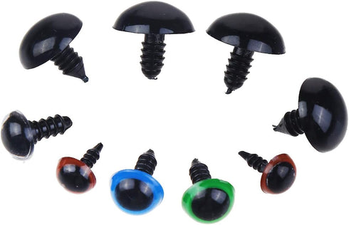 370 PCS 5mm-20mm Solid Black Eyes with Washers, Colorful Craft Plastic Safety Eyes Sewing for DIY of Puppet Plush Animal Making and Teddy Bear...