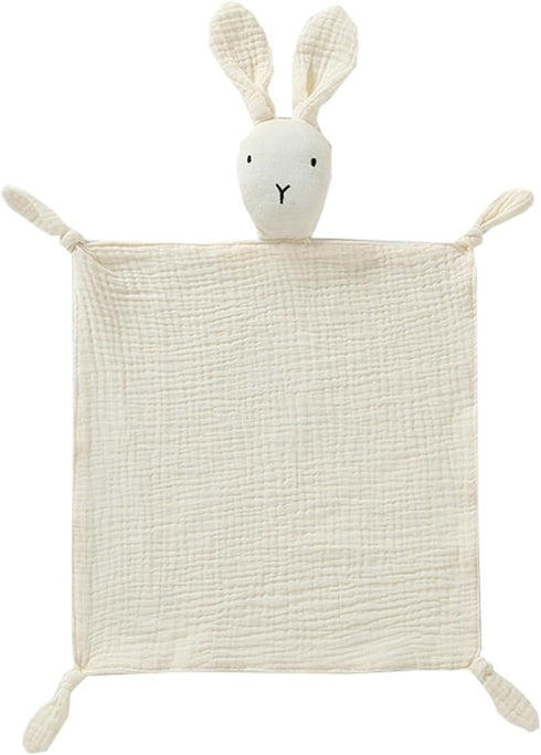 Cream Bunny Organic Cotton Security Blanket for Baby Boys and Girls, Soft Baby Loveys Muslin Cotton Blanket, Breathable Security Blanket Great...