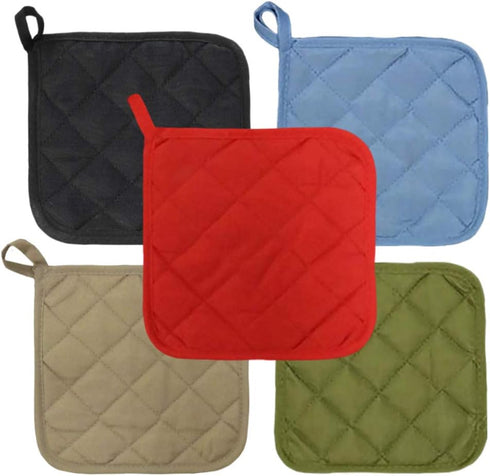 American Linen (Ten) 10 Pack Pot Holders 6.5 Square Solid Color Everday Quality Kitchen Cooking Chef Linens (Multi Color)...