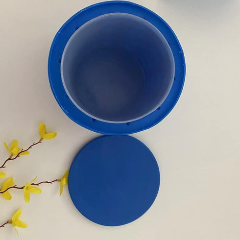 (2 in 1) Ice Cube Maker, Round,Portable .Silicone ice Bucket and ice Mold with lid, Portable Silicon Ice Cube Maker(Blue)...