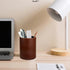 Pen Pencil Holder Cup Container PU Leather Desk Organizer Stand Decor Brush Scissor Holder Decoration Office Desk Home School (3.3" x 3.3" x 4", B...