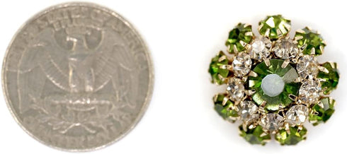 10 pcs Fancy Green Mix Color Rhinestones Sewing Metal Shank Buttons for Coats -22mm -8/9"...