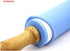 Silicone Rolling Pin Non Stick Surface Wooden Handle (Blue)...