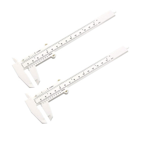 uxcell Vernier Caliper 150mm 6 Inch Metric Mini Double Scale Plastic Ruler Measuring Tool for Inside Outside Depth White 2pcs...