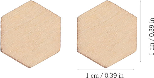200PC 10MM Beech Wooden Hexagonal Pieces Ornaments Wooden Shapes Ornaments Embellishment DIY Crafts Decorations for Wedding Birthday Christmas...