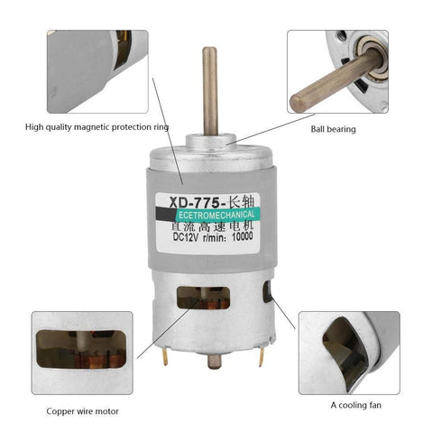 775 DC Motor, 12v High Power Extension Shaft DC Motor (12V 10000RPM)...