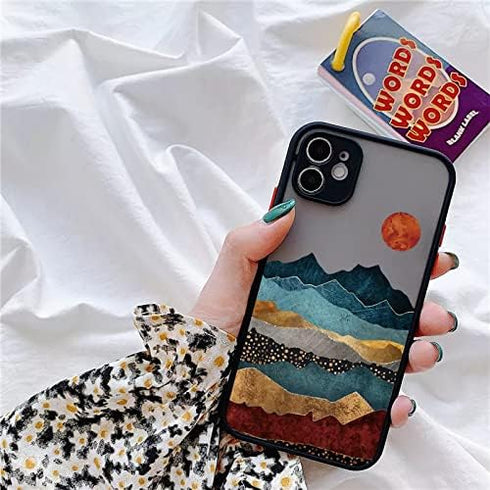 QLTYPRI Compatible with iPhone 7 Plus iPhone 8 Plus Case Sunset Mountain Nature Scenery Landscape Pattern Clear Hard PC Back Ultra Slim Shockproof...
