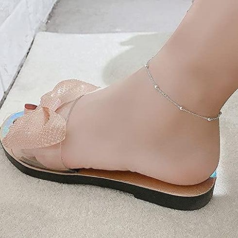 925 Sterling Silver Ankle Bracelet for Women Adjustable Bead Ankets Bracelets for Women Girls Satellite Anklet Beach Jewelry Link Chain Bracelet...