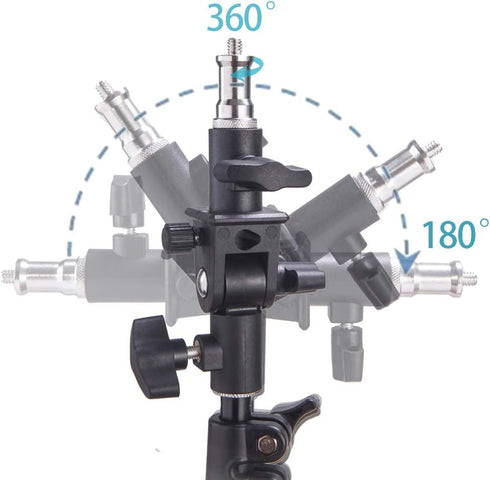 WELLMAKING 2PCS U Shape Tilt Adapter Swivel Mount Umbrella Holder Light Stand with Standard 1/4 to 3/8 inch Metal Male Screw Adapter Spigot Stud f...