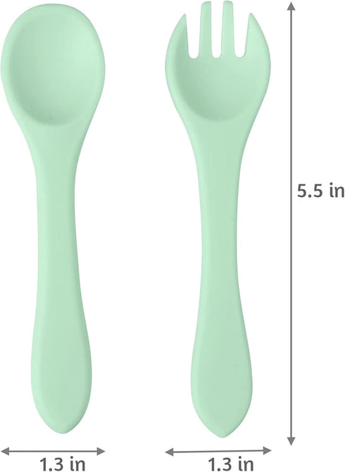 PandaEar Silicone Baby Spoon and Fork Set| 6 Pack First Stage Baby Self Feeding Spoons 6+ Months| Toddler Baby Utensils 6-12 Months| Infant Baby L...