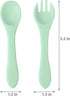 PandaEar Silicone Baby Spoon and Fork Set| 6 Pack First Stage Baby Self Feeding Spoons 6+ Months| Toddler Baby Utensils 6-12 Months| Infant Baby L...