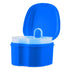 Denture Cup Dental Retainer Case Cleaning with Strainer Basket, Orthodontic Bath Box Mouthguard Storage Soaking Holder - Dark Blue...