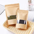100 Pcs Resealable Stand Up kraft Paper Bags with Window for Packaging Products, Reusable Zip Lock Food Storage Pouch Bags (3.5" x 5.5")...