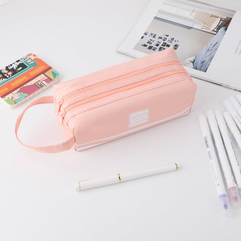 iSuperb Portable Pencil Case Large Capacity Dual Zipper Organizer Storage Pouch Pen Bag Compartments Cosmetic Bags for Office Women...