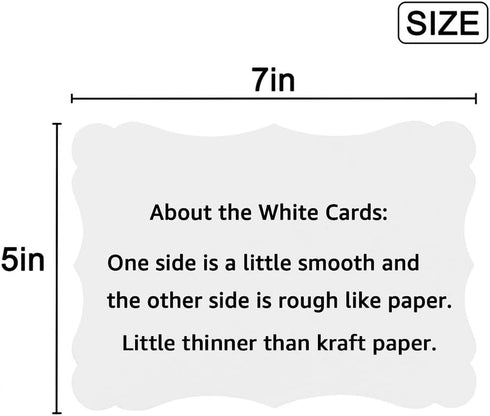 50 Pack Blank Kraft Cards Cardstock Thick Paper Brown Greeting Cards for DIY Gift Card Menus, Baby Shower and Wedding Invitations (White, 5x7IN)...