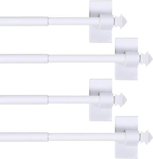 H.VERSAILTEX 4 PACK Magnetic Curtain Rods for Metal Doors Multi-Use Rods for Small Windows Cafe Sidelight and Iron Steel Places, Tool Free with Sq...