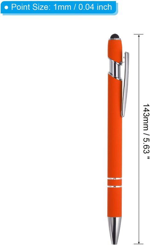 PATIKIL Ballpoint Pen with Stylus Tip, 6 Pack 2 in 1 Metal Pen Black Ink 1.0mm Medium Point Stylus Pen for Touch Screens Style 1, Orange...
