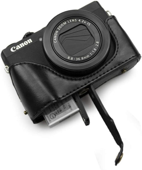 Rieibi G7X II G7X III Case - Vintage Leather Camera Case for Canon PowerShot G7 X Mark II/G7 X Mark III DSLR Camera - Protective Case with Strap, ...
