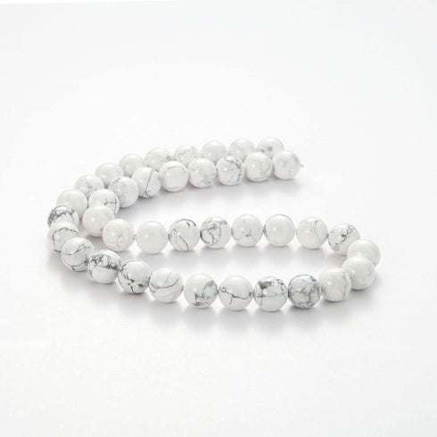 100Pcs Natural Stone Beads 8mm White Howlite Round Gemstone Loose Beads with Elastic Bracelet String for Bracelets Necklace Jewelry Making...