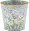 The Bridge Collection - Versatile Small Daisy Galvanized Metal Planter/Pot Cover - Perfect for Use as a Herb Planter, Small Flower Planter, or Sty...