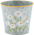 The Bridge Collection - Versatile Small Daisy Galvanized Metal Planter/Pot Cover - Perfect for Use as a Herb Planter, Small Flower Planter, or Sty...