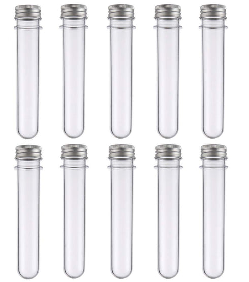 10 Pack 40ml Clear Plastic Test Tubes with Screw Caps Multi- Purpose Plastic Vials Containers for Scientific Experiments, Party, Decorate The Hous...