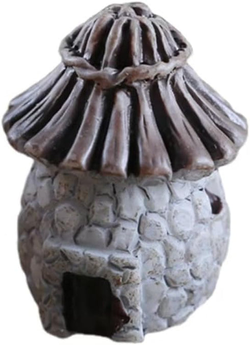 Grey Thatched Roof Garden Accessories Miniature Garden Bridge Figurines Garden Decor Mini Lighthouse Water Well Mini Figurines Ornament for Micro ...
