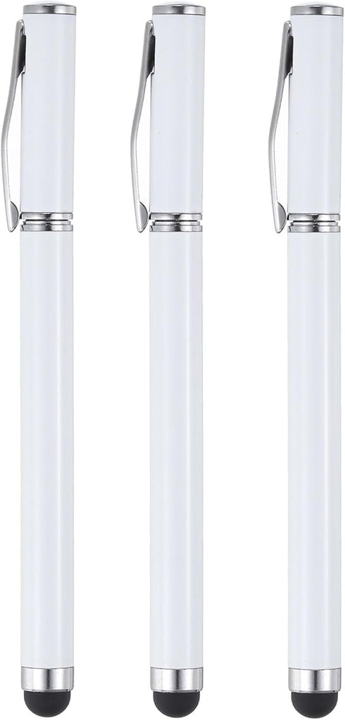 MECCANIXITY 3pcs Ballpoint Pen with Stylus Tip 2 in 1 Ink Pen & Fine Point Rubber Stylus Pens for All Capacitive Touch Screens Universal, White...