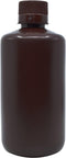 EISCO Reagent Bottle, Amber, 500mL - Narrow Mouth with Screw Cap - HDPE Labs...