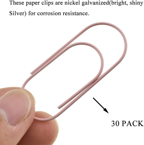 HAHIYO Paper Clips 2 inches (50mm) Length Pink Wide Paperclips Vinyl Coated Prevent Scratching Tearing The Pages Sturdy for Bookmark Organize Home...