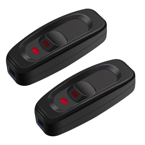 weideer 3 PCS Inline Cord Switch Appliance Button On/Off 10A 250V Inline Power Switch With LED light For Table Lamp Desk Light Bed Lamp GW320-BK...