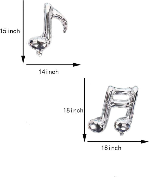10 PCS Musical Note Aluminum Foil Balloons Guitar Silver Happy Birthday Music Balloons Banner Music Party Decorations for Music Themed Party, Birt...