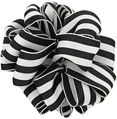 Berwick Offray 1.5" Wide Wired Edge Carnival Grosgrain Ribbon, 25 Yards, Black and White Stripe Pattern...